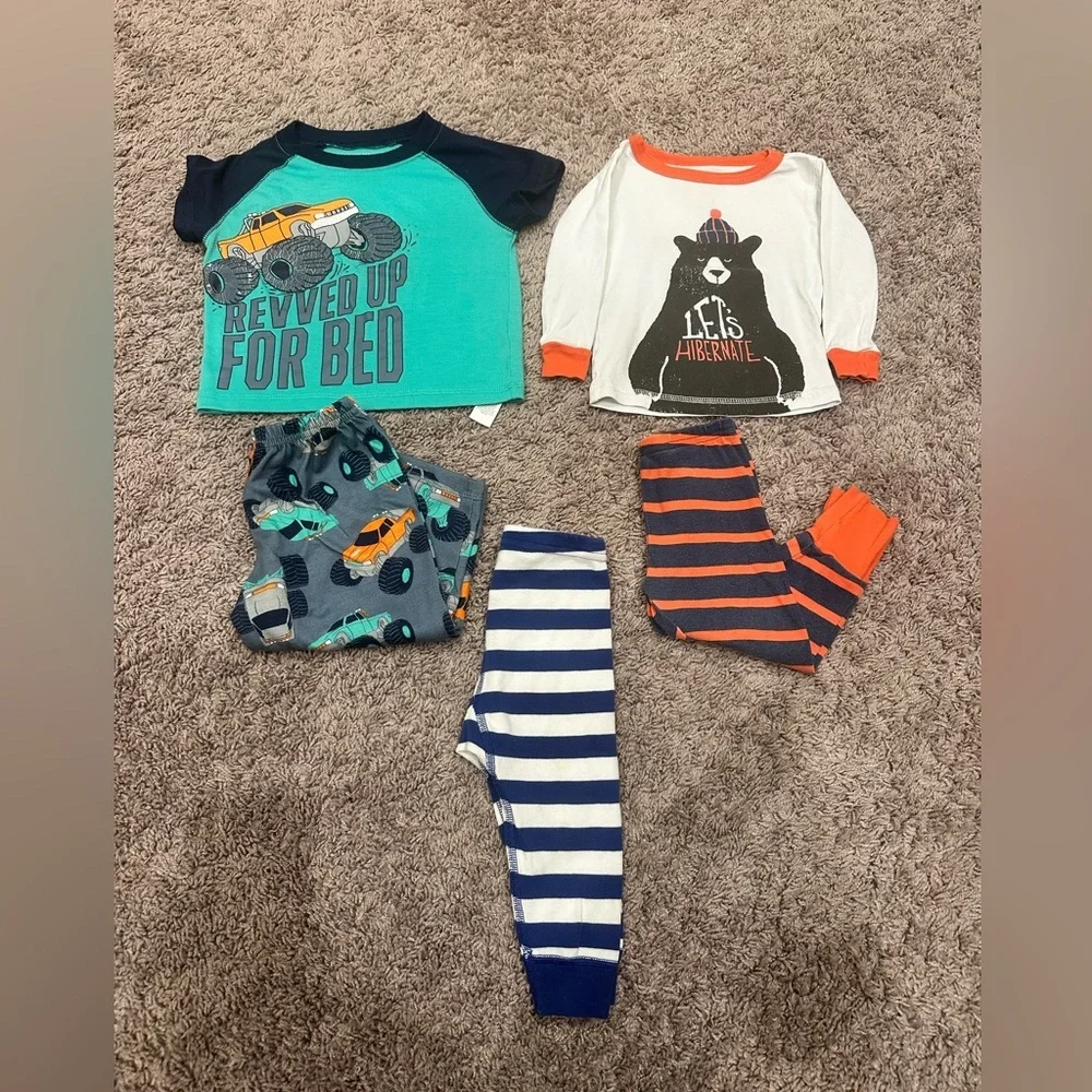 Carter’s Boys Pajama Bundle Monster Truck Bear Cotton Sleepwear 18M